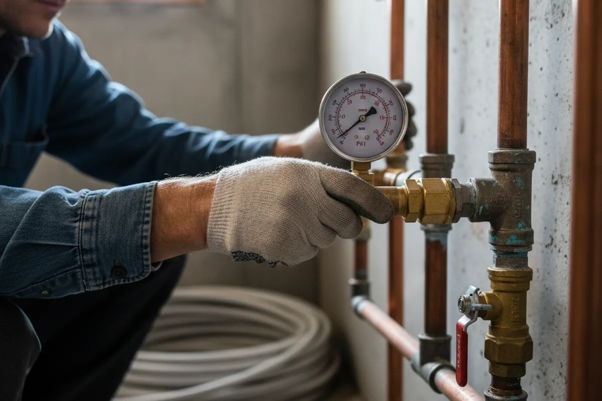 Pressure testing a repaired line during Water Line Repair in Seneca Falls